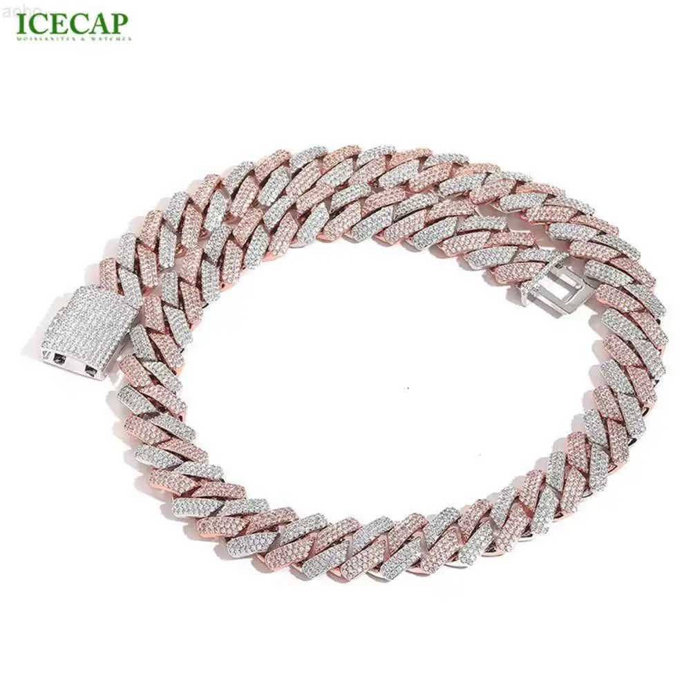 Icecap Fashion Jewelry Hip Hop Ice Out Vvs Diamond Two-tone Diamond Cuban Chain Personality Mens Moissanite Chain Necklace