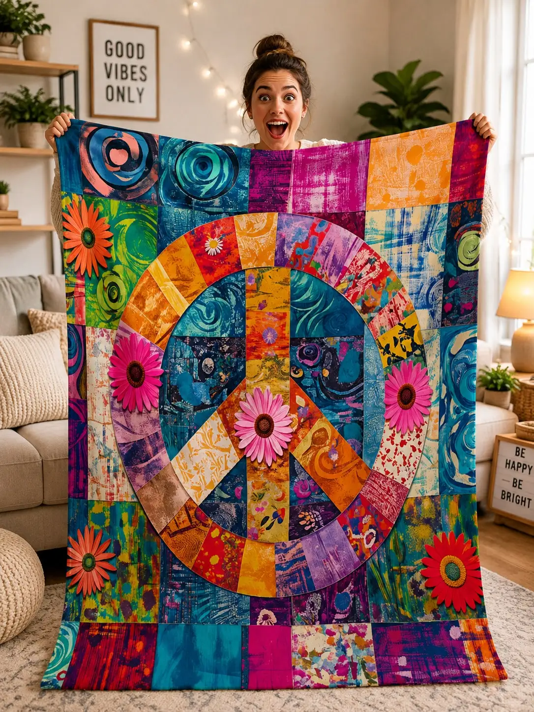 Flower Flannel Blankets & Throws Daisy Floral Sofa Throw Bed Blanket Gift for Family Friends Birthday Anniversary Halloween Thanksgiving Christmas Living Room Bedroom Nap Home Decor Holiday Decoration Couch Bedding Rest Corner Seasonal Reading Nook