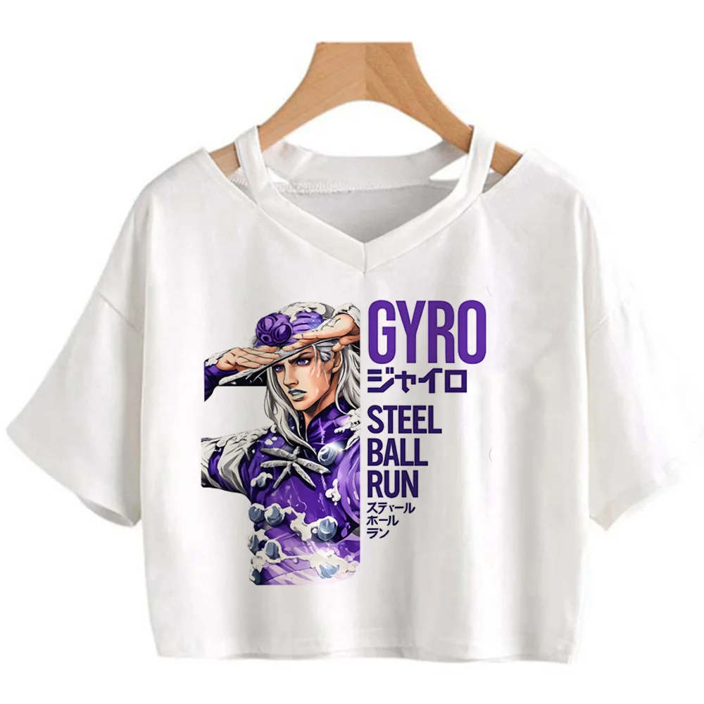 Steel Ball Run Jojo Bizarre Adventure crop top female gyaru party goth gothic funny tshirt gothic meme emo summer party