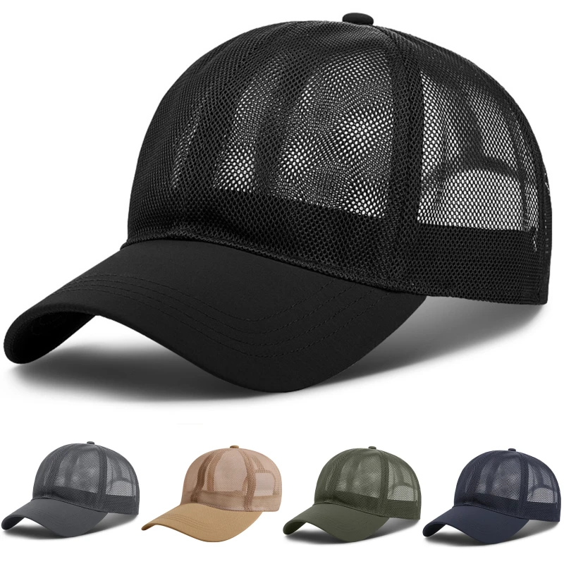 Summer Full Mesh Baseball Cap Men Women Hollow Out Breathable Quick Dry Cooling Sunscreen Outdoor Peaked Hat