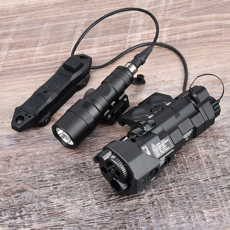 Tactical MAWL C1 + Metal RED/GREEN/BLUE IR Laser Infrared Lighting & M300C/M600U LED Flashlight & Dual Remote Pressure Switch
