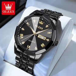 OLEVS 9931 Waterproof Stainless Steel Calendar Sports Watch for Men Luxury Luminous Brick Quartz Mens Wristwatches Reloj Hombre