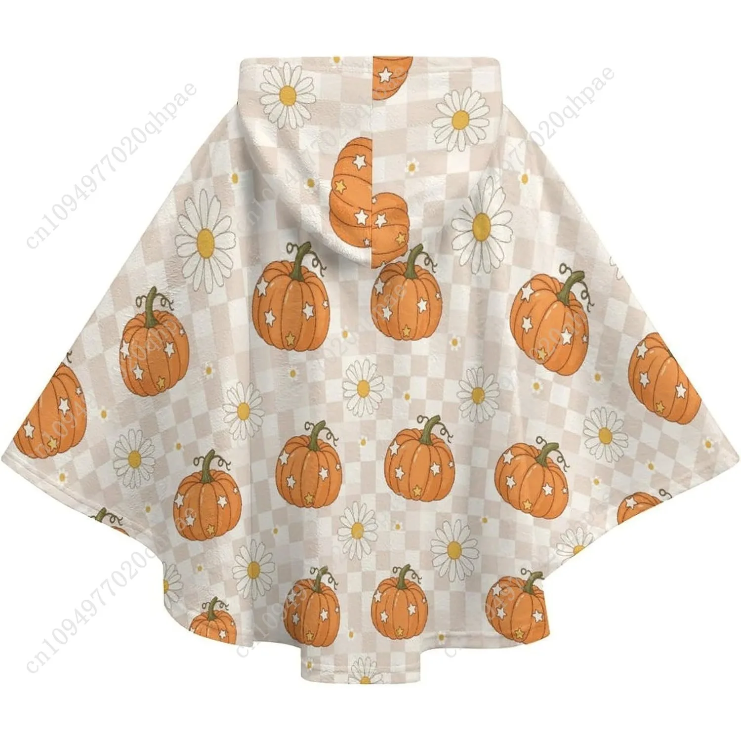 سترة بطانية مريحة من الفلانيل، هوديي كبير الحجم بنمط اليقطين ديزي مع جيوب للأطفال والمراهقين #6