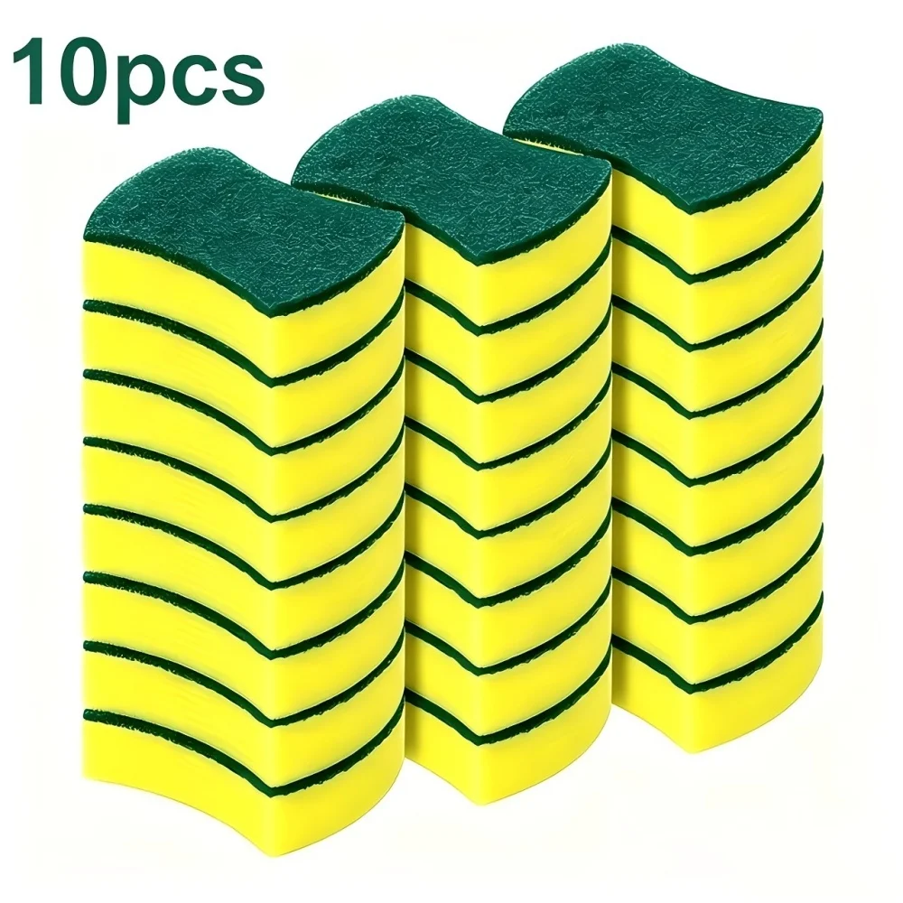 10PCS Double-Sided Magic Cleaning Sponge Set Highly Absorbent Rust Remover Pot Scouring Pad Kitchen Cleaning Tools