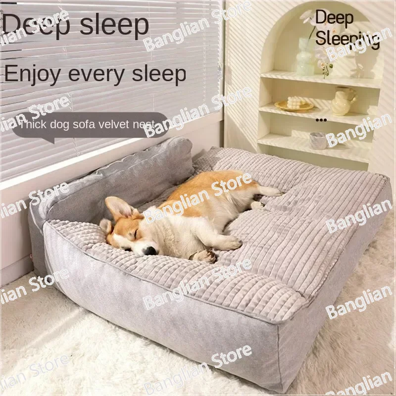 

Comfortable Beds for Large Dogs Machine Washable Waterproof Dog Bed L Shape Foam Dog Beds Spacious Mat for Multiple Dogs Family