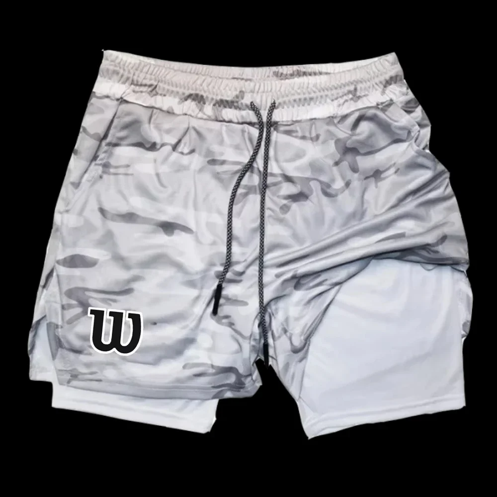 

Men's 2-in-1 double-layer running sports leisure gym fitness brand mesh breathable basketball running shorts summer