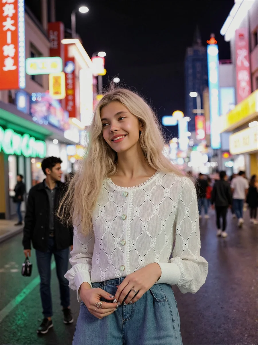 Camisas de encaje con cuello redondo, blusas no extragrandes, ropa elegante para mujer, tendencia 2025, regalos de invierno, ropa de trabajo femenina ceñida para estudiantes OL