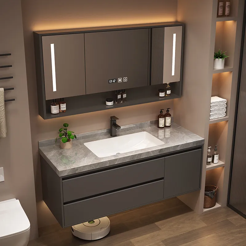 Mueble de baño nórdico de alta gama, lavabo de cerámica minimalista moderno, conjunto de mueble para lavabo, muebles de baño, Baño FYBC