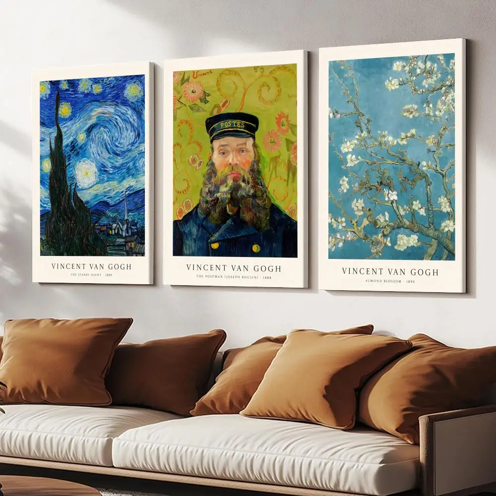9 Van Gogh Painting Calligraphy Wooden Framed Canvas Poster Wall Art HD Waterproof Print Home Decor