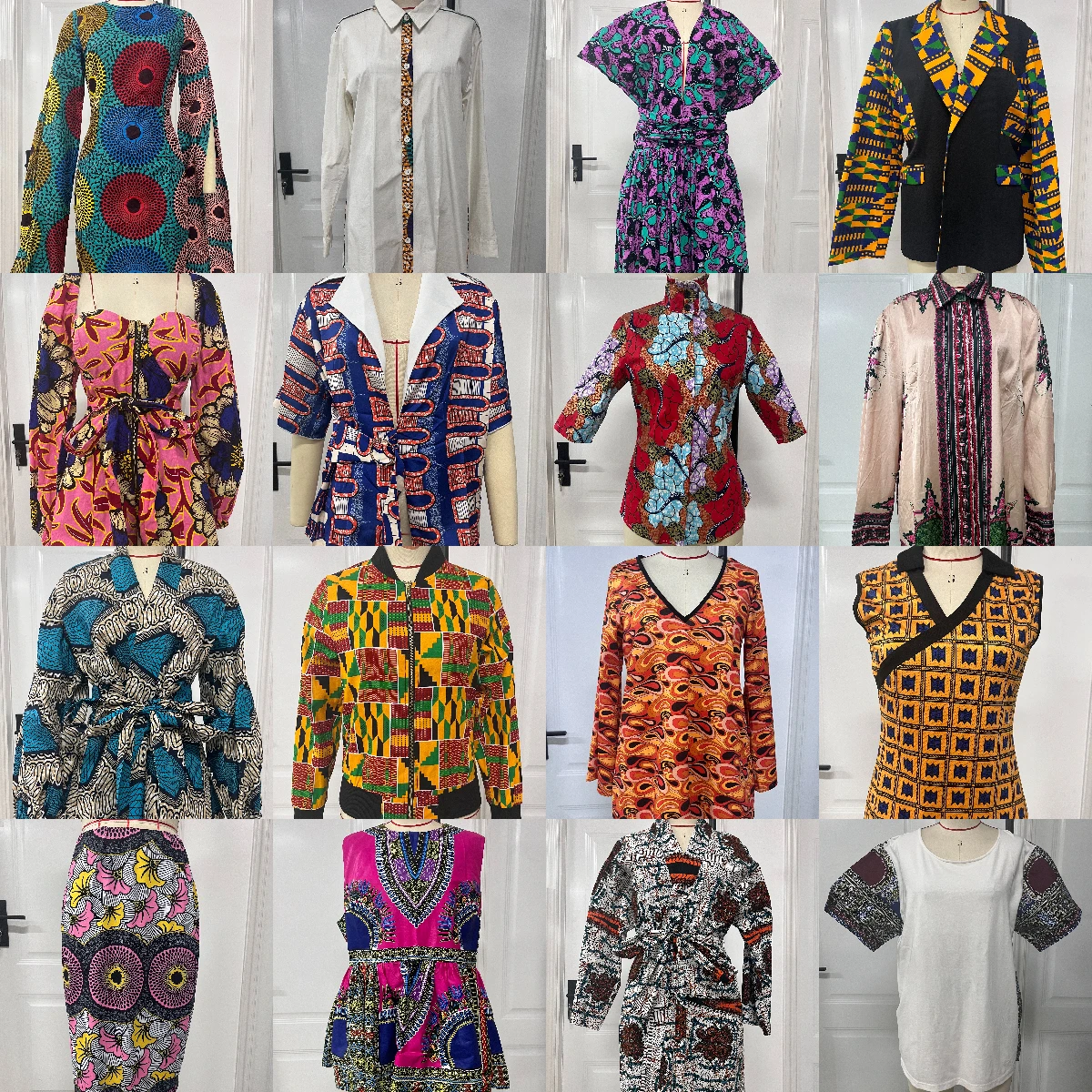 

African Clothing Sample Stock Clearance Colorful African Batik Print Women's Tops and Dresses