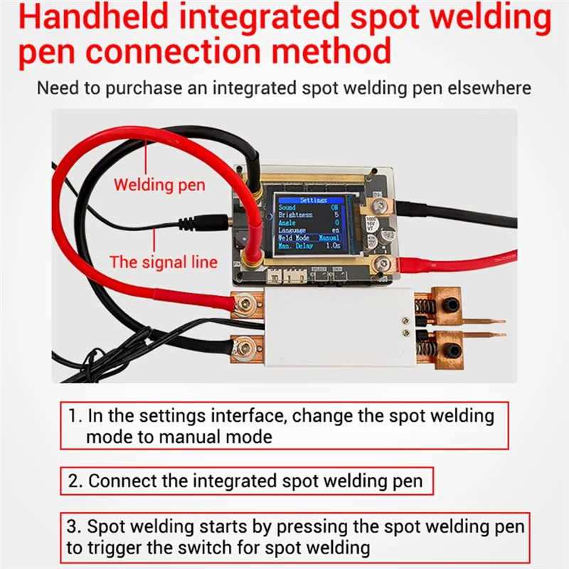 

ABRB-XW1 Portable Spot Welding Machine DIY Accessories 18650 Lithium Battery Nickel Sheet Color Screen LCD Double Pulse 12V