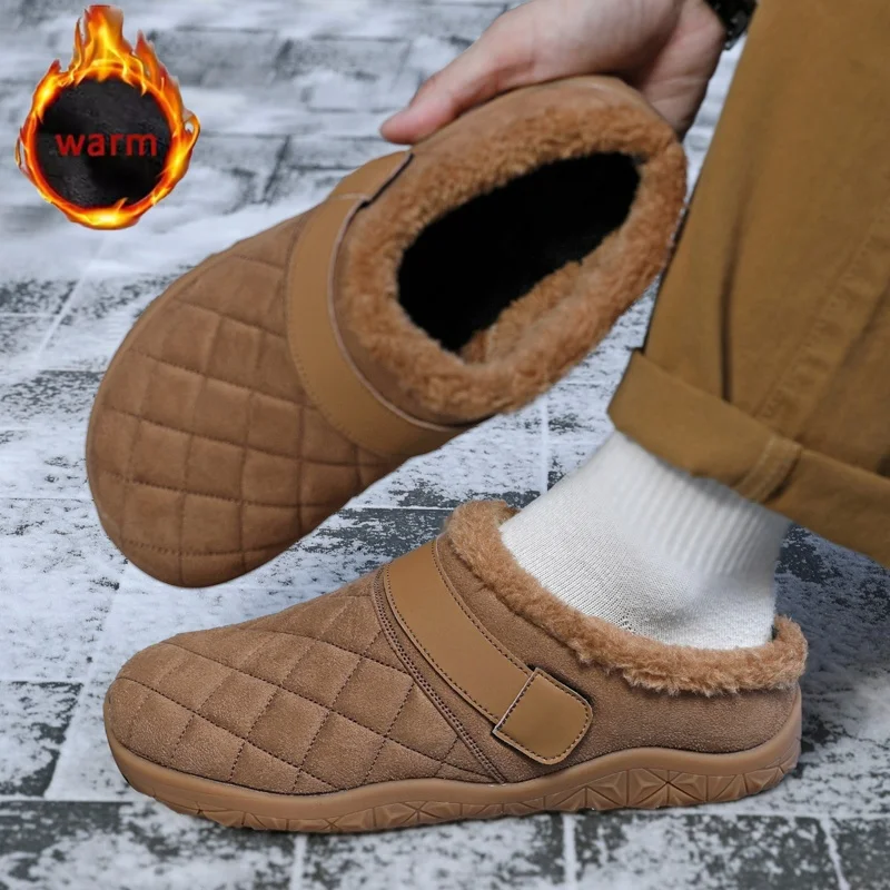 Couple Home Plush Cotton Slippers Couple Warm BareFoot Slides Winter Men's Women's Warm Cotton Shoes Bedroom Home Plush Shoes