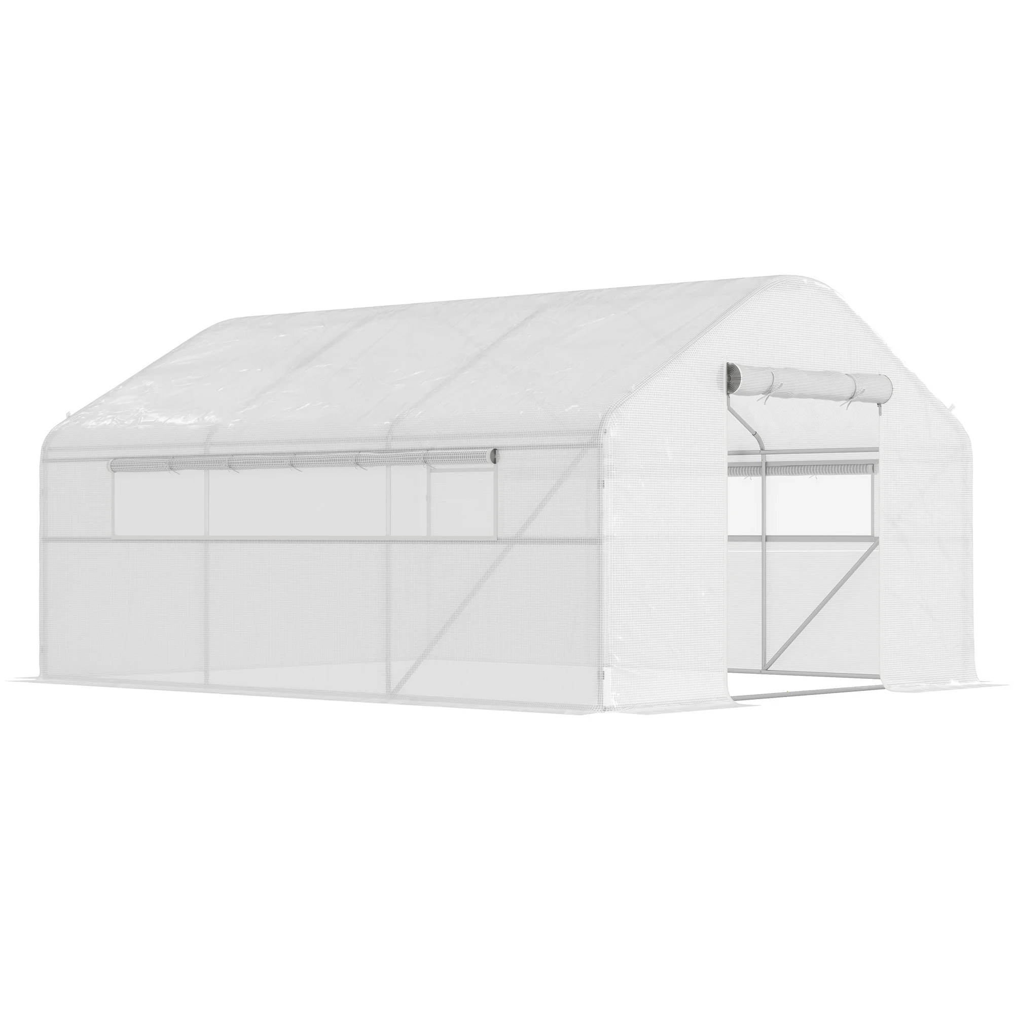 13' x 10' Hoop House with Large Windows Tunnel Greenhouse, White