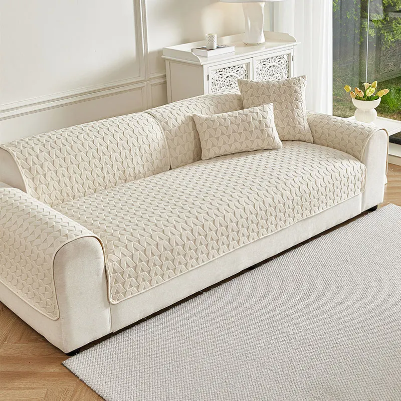1PC-Shake velvet three-dimensional pattern sofa pad, pet friendly sofa pad, perfect for bright Nordic living rooms