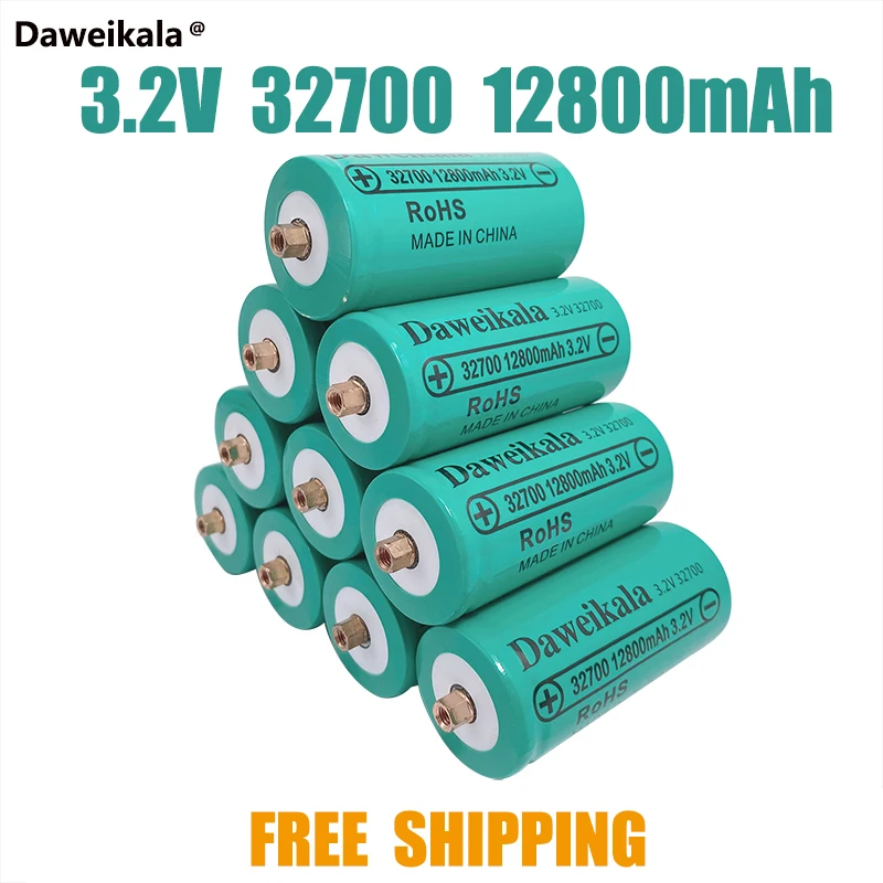 

10pcsDaweikala New 32700 12800mAh 3.2V Lifepo4 Rechargeable Battery Professional Lithium Iron Phosphate Power Battery with Screw