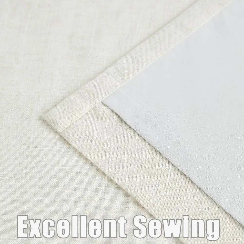 ผ้าม่านกันแสงผสมผ้าลินิน ดีไซน์จีบ 95% ป้องกันความร้อนและเสียง สำหรับห้องนั่งเล่นและห้องนอน (2 ผืน ขนาด 40x95)