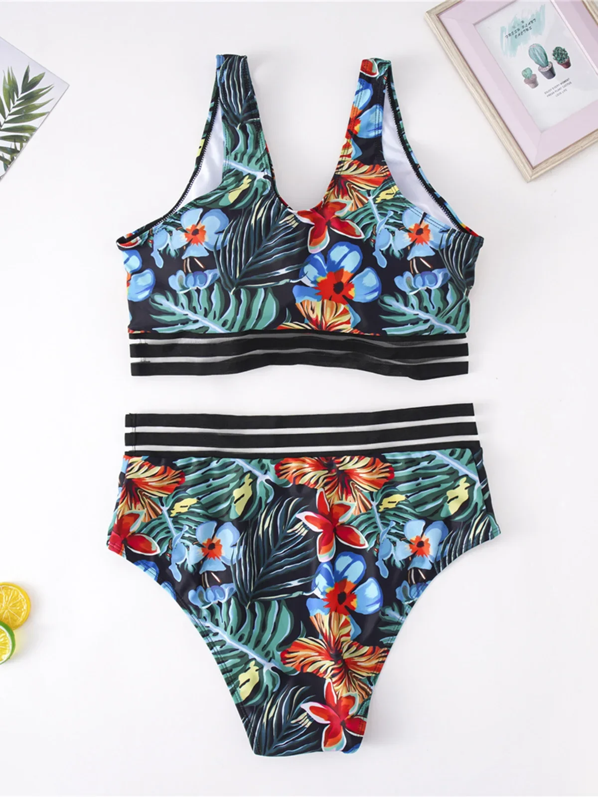 0XL - 4XL New Printed Bikini Plus Size Large Size Swimwear Women Swimsuit Female Two-pieces Bikini set Bather Bathing Suit V3893