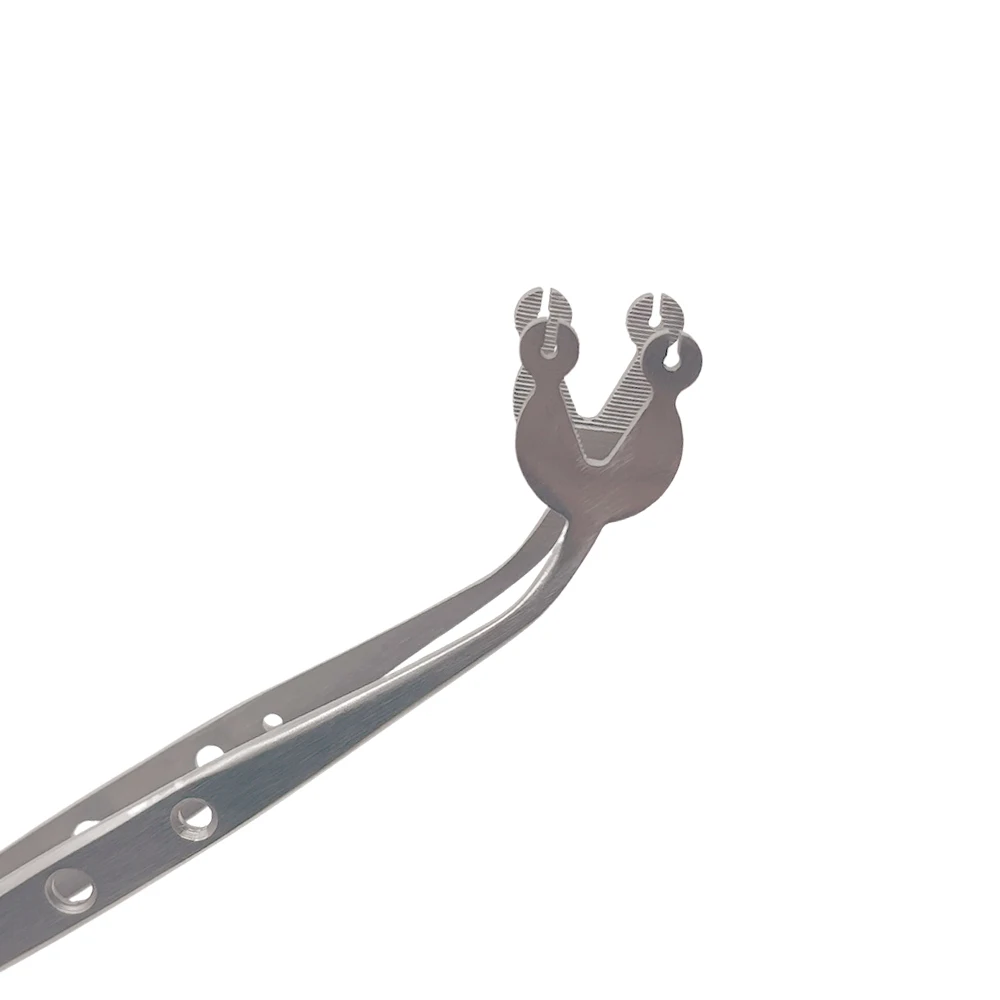 歯科外科縫合糸トウモロコシピンセット先端二重穴操作ステッチピンセットステンレス鋼歯科ツール