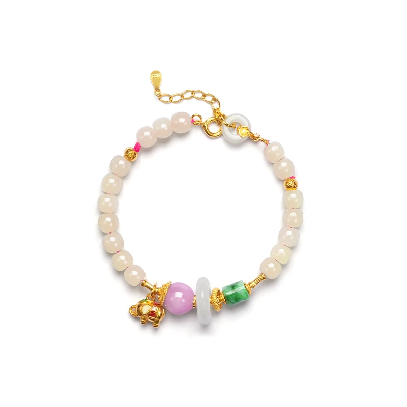 

Natural Pink Jade Bracelet Women S925 Sterling Silver Gold Plated Kunzite Healing Meditation Wealth Luck Chakra Reiki Energy