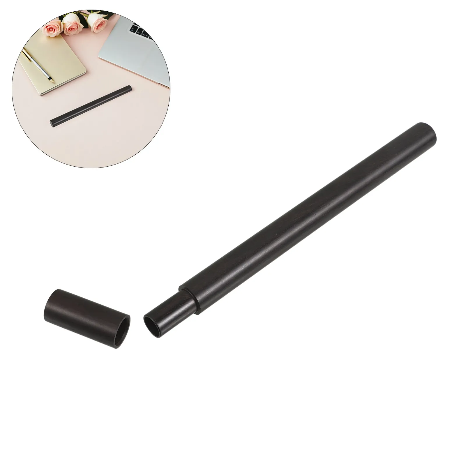 

Ebony Wood Incense Stick Holder Jar Natural Grain Moistureproof Sealed Design Aromatherapy Storage Tube Portable Travel Case