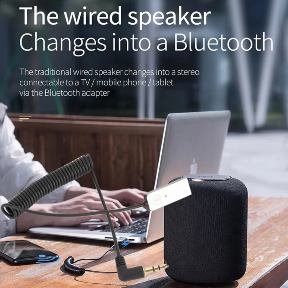 GRWIBEOU-Bluetooth 5.0 USBキー,自動車用ドングルケーブル,3.5mmジャック,フェイクBluetooth 5.0レシーバー,スピーカー,オーディオ,音楽レシーバー