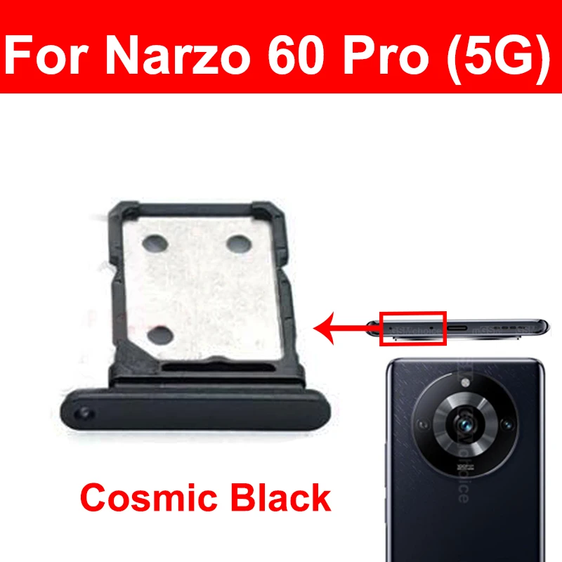 For Realme Narzo 60 60 Pro 60X 5G SIM Card Tra Sim Card Holder Slot Adapter Connector Replacement Parts