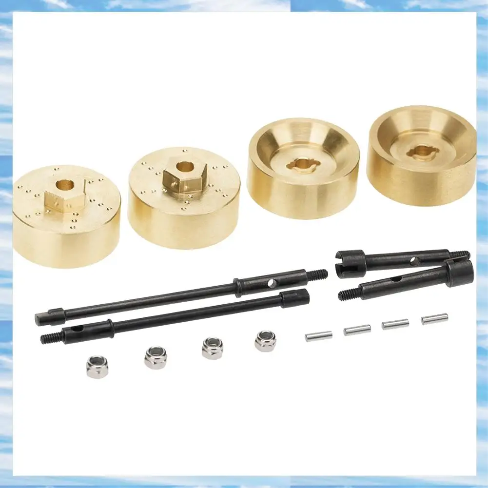 T31C-1 Set Front Rear CVD Drive Shaft +6Mm Steel Axles Brass Weights Widen Wheel Hub Set For 1/24 Axial SCX24 Upgrade