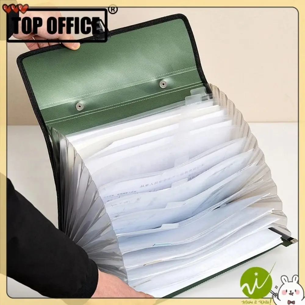 مجلد ملفات A4 جديد سعة كبيرة 13 جيوب حقيبة مستندات تخزين الورق #4