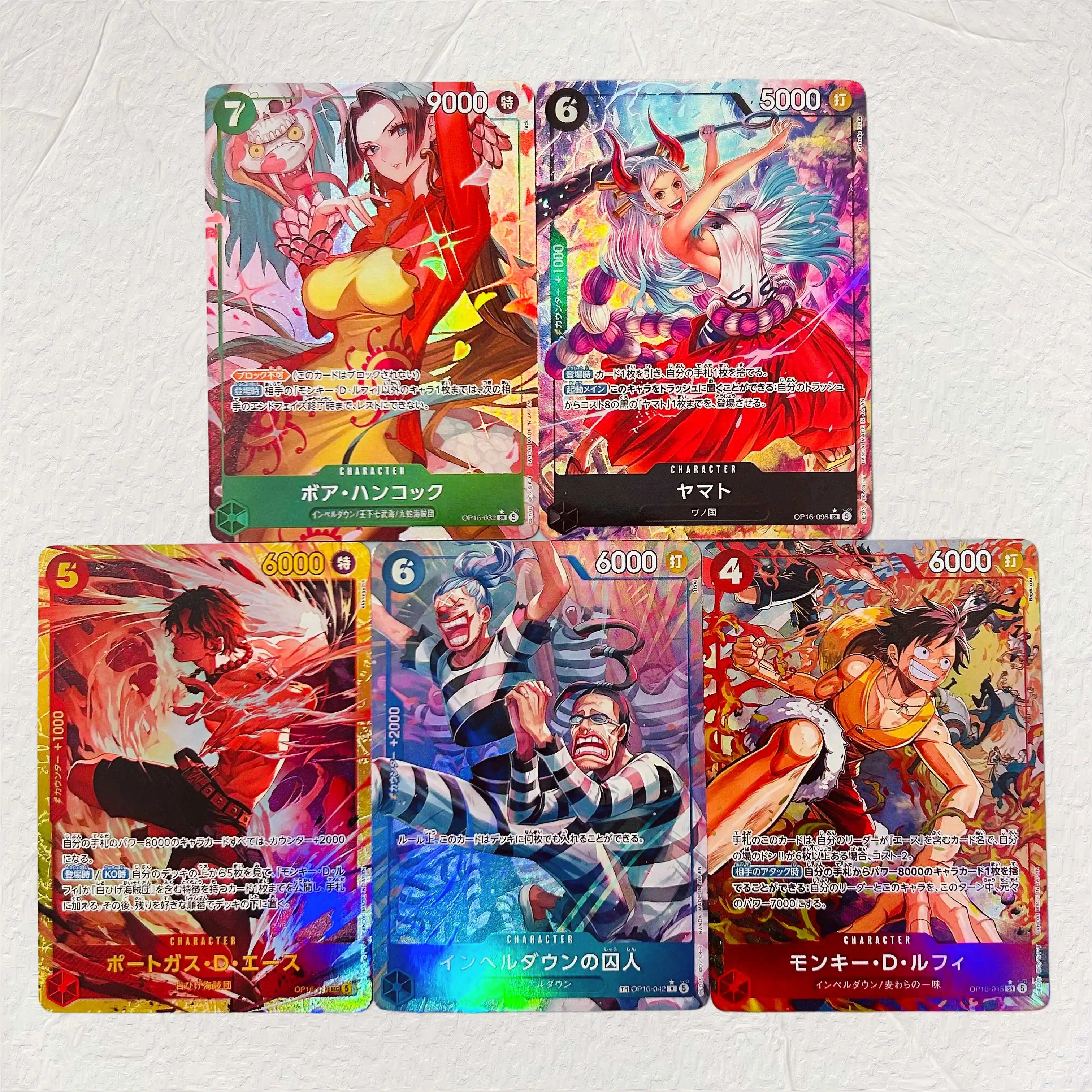One Piece Hancock Yamato Ace Buggy Luffy 5Pcs DIY Foil Texture Cards JP Version Premium Anime TCG Collection Cards