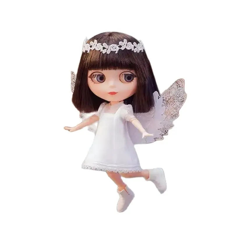 Bubble Mart  Blithe × Bausch&Lomb LACELLE Angel BJD Movable Doll Collection Hand made Birthday Gift Cute Doll Limited Edition