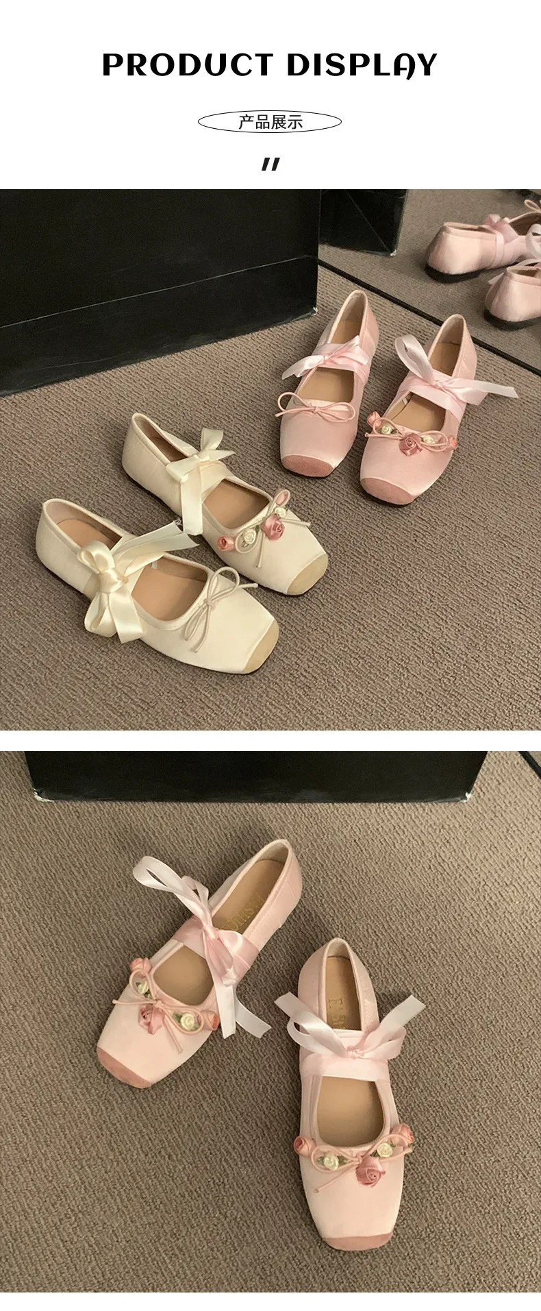 Designer-Kreuzriemen-Damenschuhe im Mary-Jane-Stil, modische Schuhe mit eckiger Zehenpartie und Schleifenverzierung, bequeme Damen-Ballerinas. – Detail 15