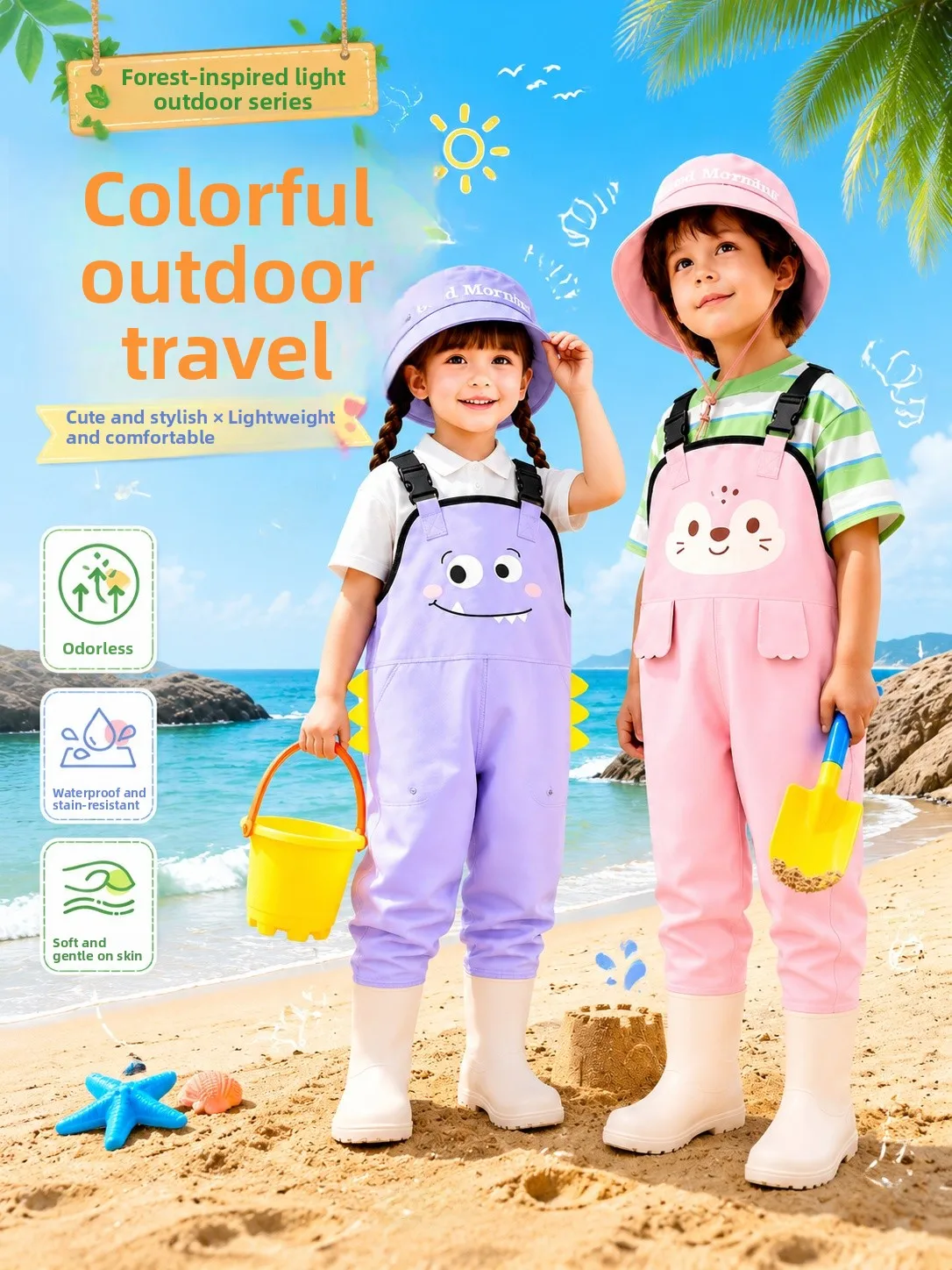 fishing-source-children's-wading-suit-rain-boots-spring-outdoor-camping-travel-gear-baby-down-suit-water-play-suit