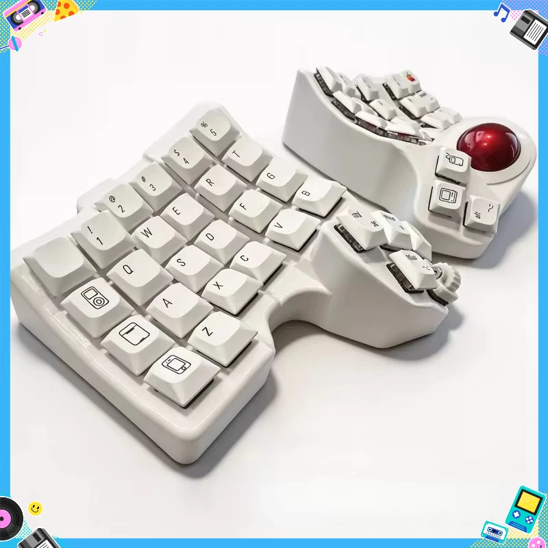 CBS-MK1 Trackball Split Keyboard Customized Hot Swap Bluetooth Wired Dual-mode 3D Printing Support RGB ZMK Ergonomics Keyboard