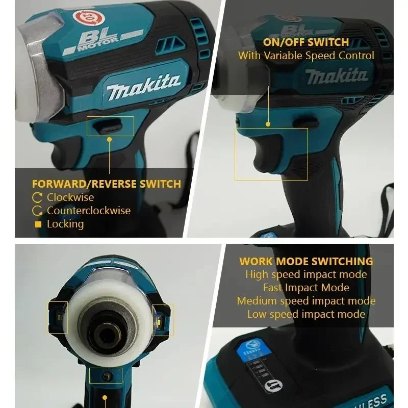 ไขควงกระแทกไร้สาย Makita DTD171 มอเตอร์ไร้แปรงถ่าน ไขควงไฟฟ้าลิเธียม แรงบิดสูง ใช้แบตเตอรี่ Makita 18v เครื่องมือไฟฟ้าแบบชาร์จได้