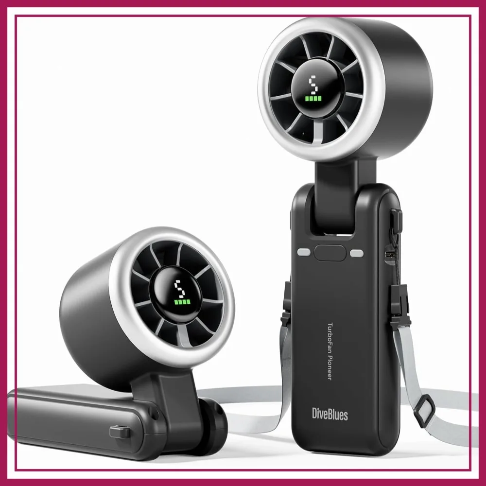 

Portable Handheld Turbo Fan, 5 Speeds, Battery Operated, 12H Working, 3-in-1 Cooling Fan for Outdoor, Travel, Work, Black