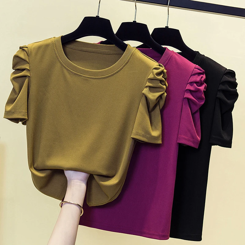 

Женская футболка с коротким рукавом и круглым вырезом, свободного покроя