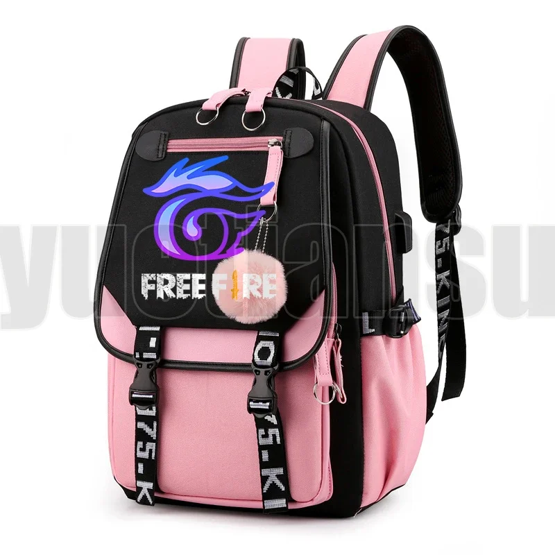 

Hot Game Free Fire Garena Roupa Angelical USB Charging Bakcpack Unisex Laptop Schoolbags Mochila Women Travelbag Student Bookbag