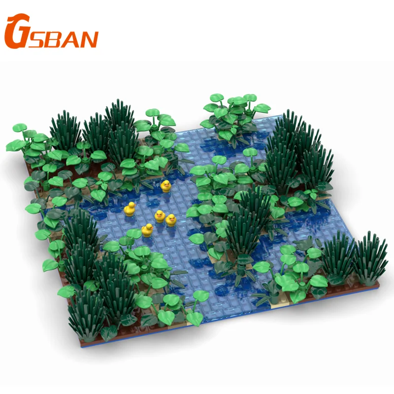 GSBAN Creative Little Water Landscape with Duck 536PCS Bricks Model Building Blocks Toys for Children Kids Educational Gifts