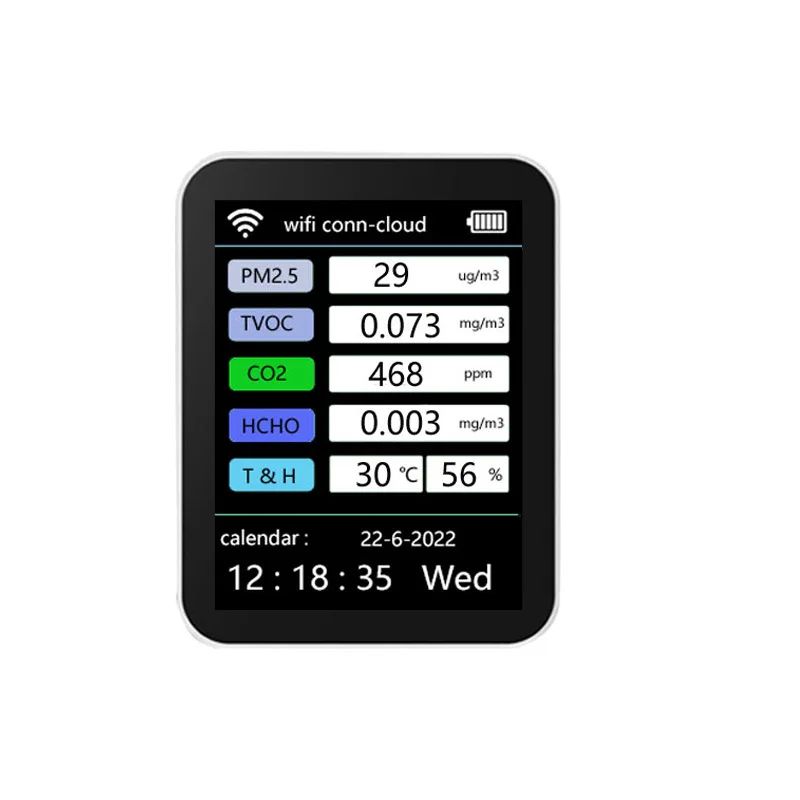 Luftqualität detektor hcho tvoc co co2 tragbar pm10 6 in 1 multifunktion ale Home Air Quality Tester Gas detektor LCD-Anzeige