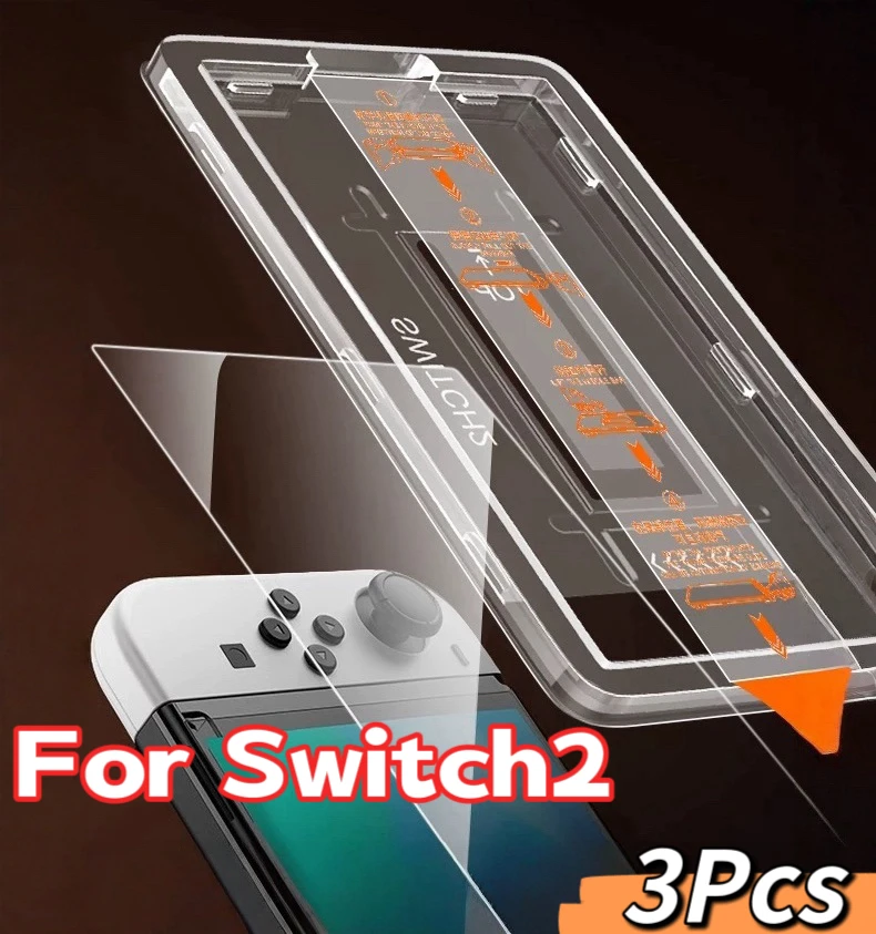

3Pcs Auto-Alignment OneTouch Tempered Glass Screen Protector For Switch 2 7.9inch Ultra-Clear Gaming Accessories