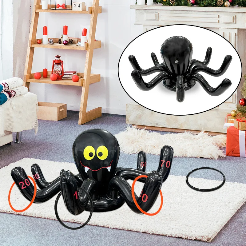 Halloween Ring Toss Game Creative Inflatable Spiders Set Spider Ring Toss Game Lightweight Halloween Kid Games Halloween