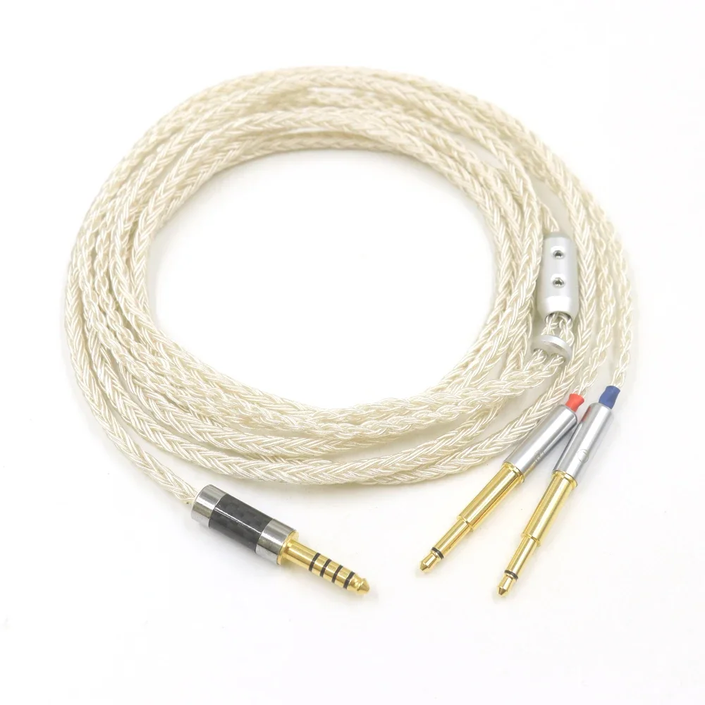 

16 Core 99% Silver Plated 2.5/3.5/4.4/6.5mm Male Plug Earphone Cable For Meze 99 Classics NEO NOIR Headset Headphone