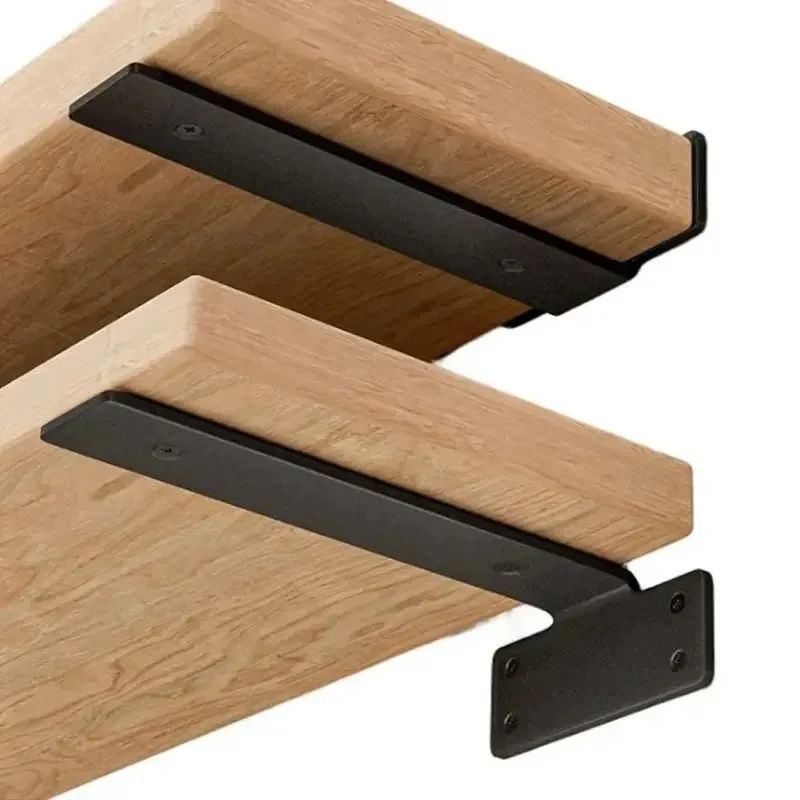 1pc Heavy Duty Cast Iron Shelves Brackets Floating Shelf Brackets 4MM Thicked Invisible L Brackets For Shelves Support