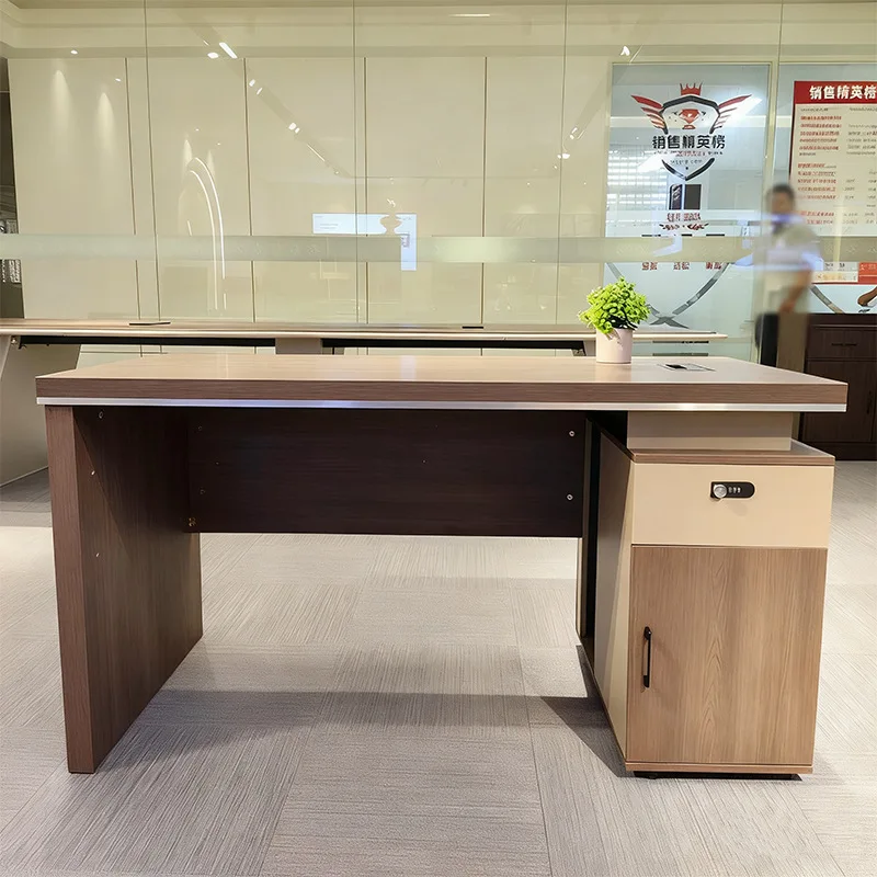 

Desk boss table thickened with drawers desk and chair combination office light luxury leader financial computer desk