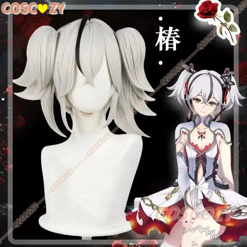 

Wuthering waves camelya cosplay wig black tubs elastic white double fishtail wig elastic camelya cosplay hair women Halloween wi