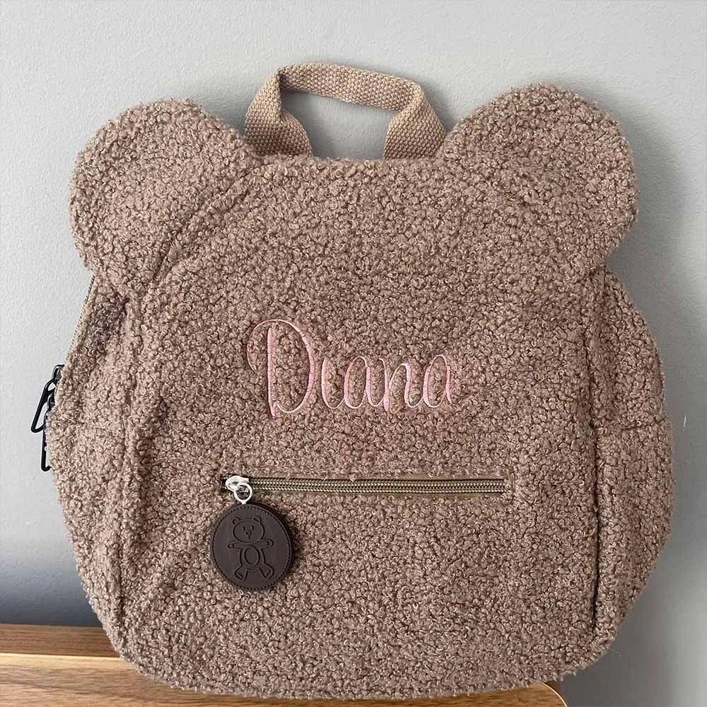 Personalized Toddler Backpack Lightweight Plush Bear Bag Kids Custom Name Embroidered Backpack Gifts for Boys Girls