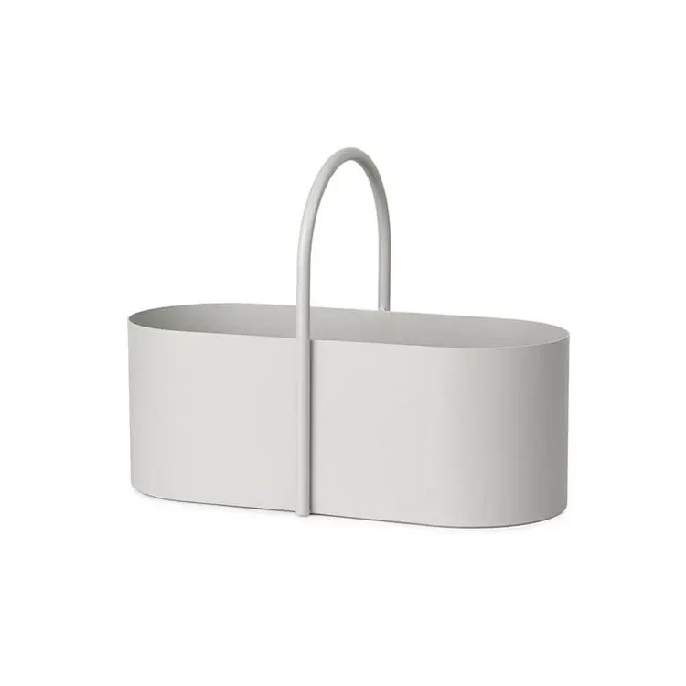 Simple style metal desktop storage plate household wrought iron storage basket with handle creative storage toolbox