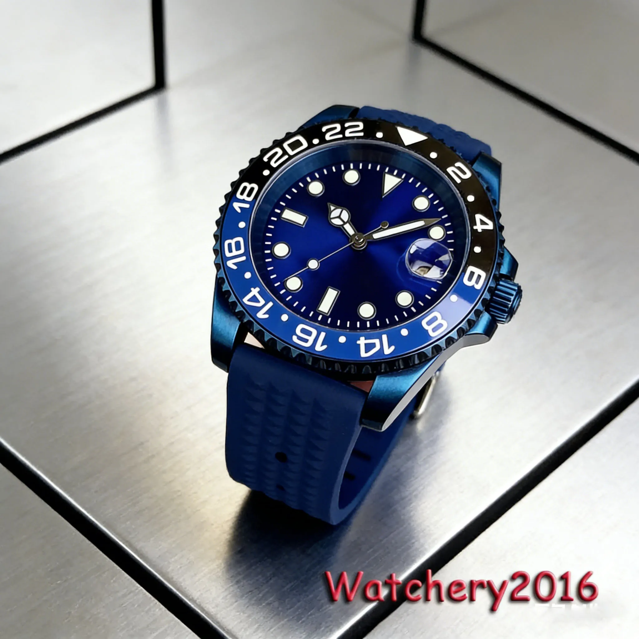 

Мужские часы Blue Coating 20BAR Diver Tandorio 40 мм с сапфировым стеклом, циферблатом Sunburst, указателем даты, японским автоматическим механизмом NH35 и резиновым ремешком