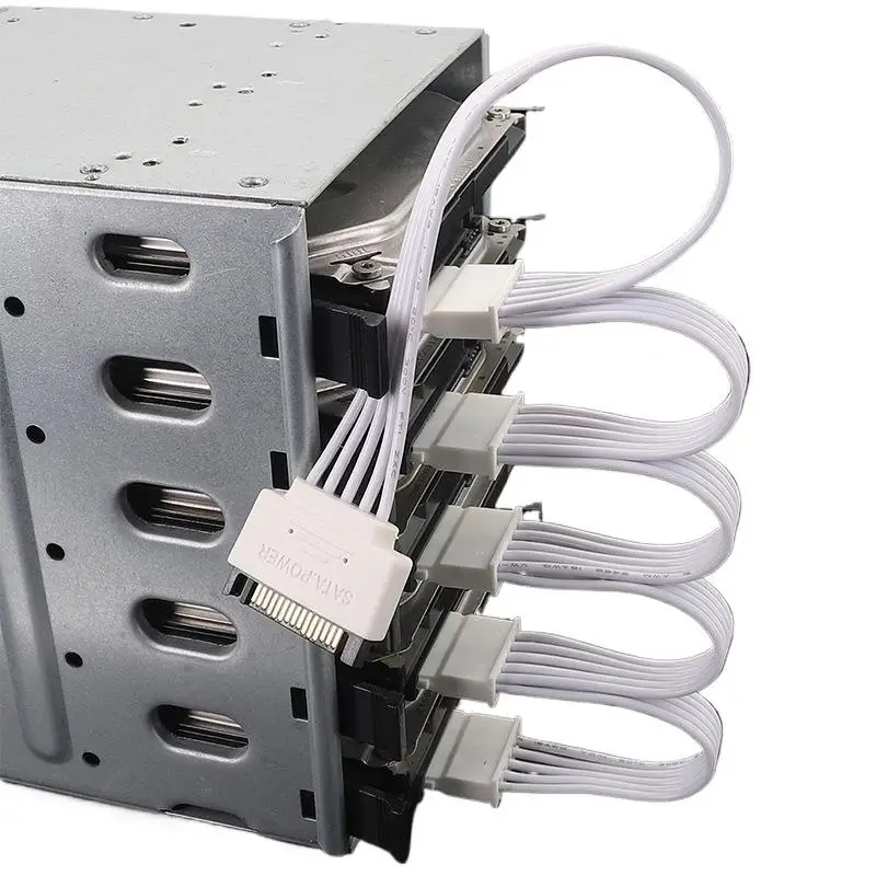 15Pin SATA Power Supply Splitter Cable Hard Drive 1 Male To 5 Female Extension Power Cord For DIY PC Sever