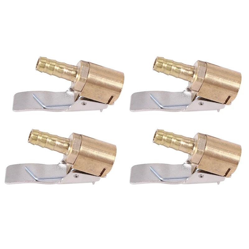 

4Pc 6Mm Auto Air Pump Chuck Clip Car Truck Tyre Tire Inflator Valve Connector Car Open Brass Stem Tire